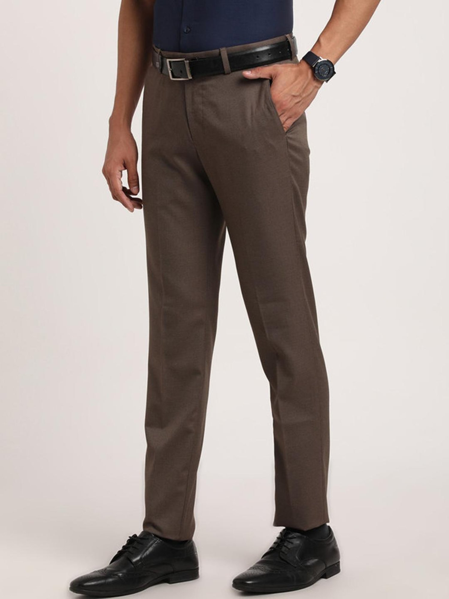 Turtle Brown Ultra Slim Fit Trousers