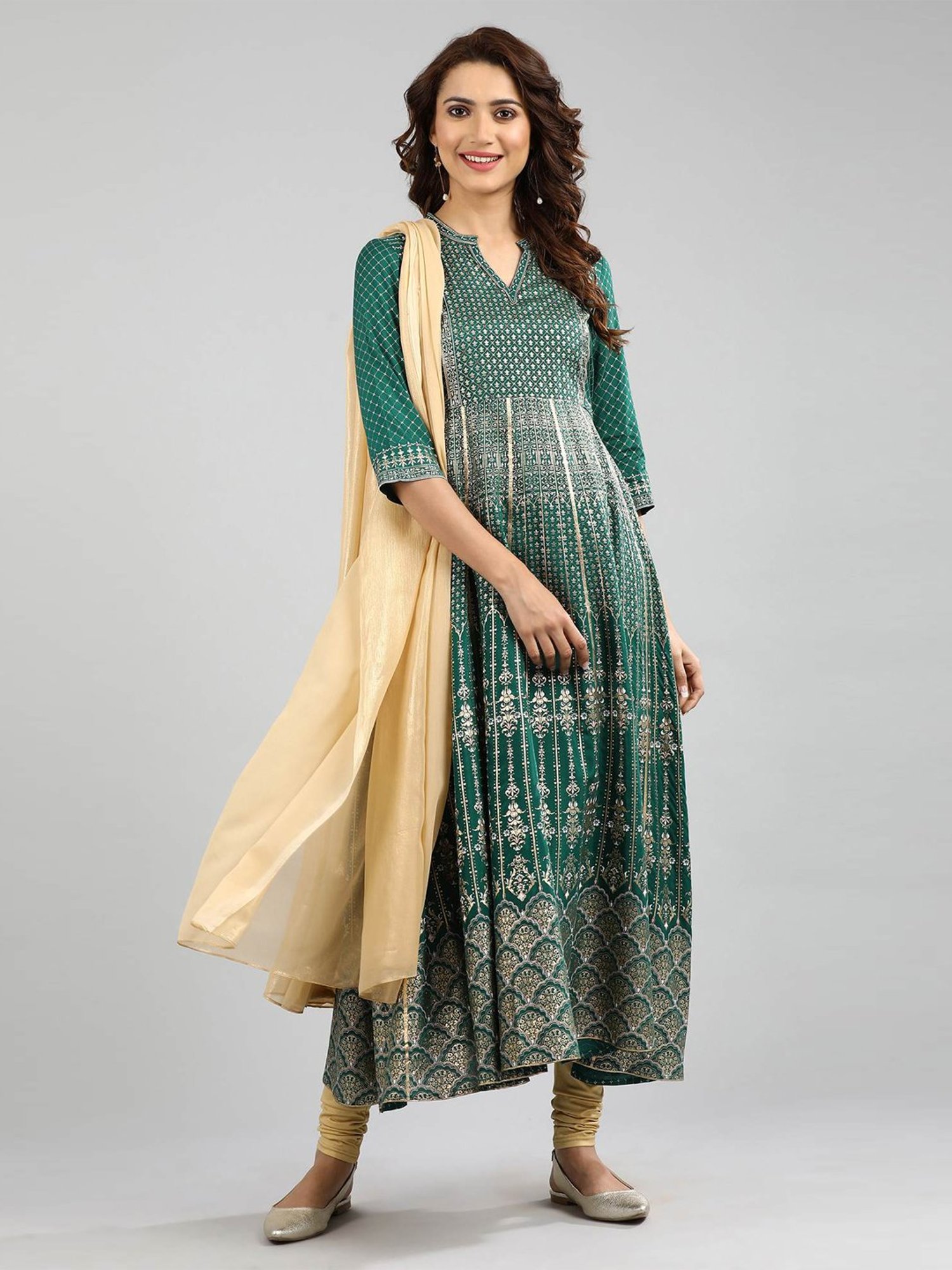 Saffron Threads Black Printed Straight Kurta