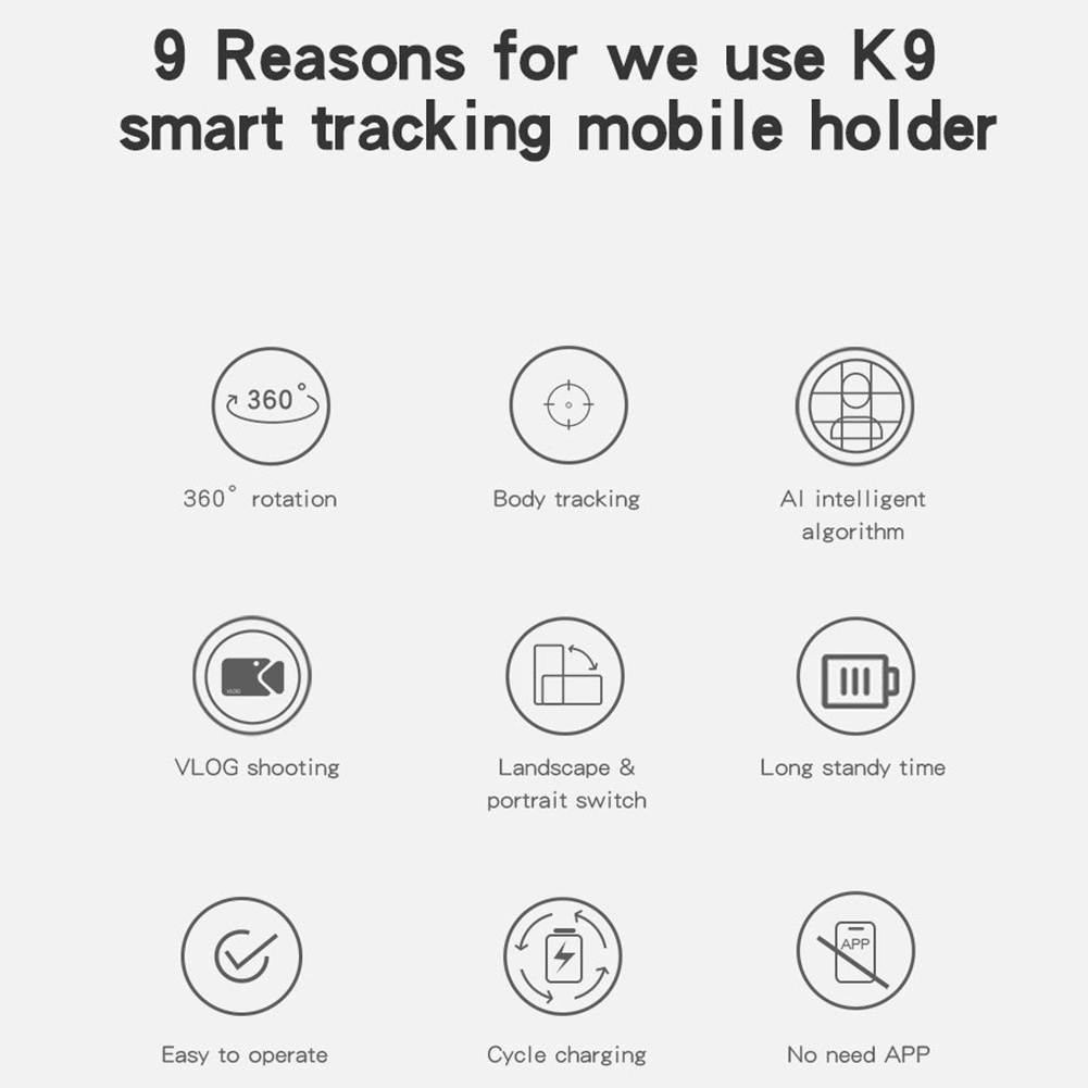 360&deg; Rotation Auto Face Tracking Live Streaming Gimbal Smart Tracking with Holder For Smartphones