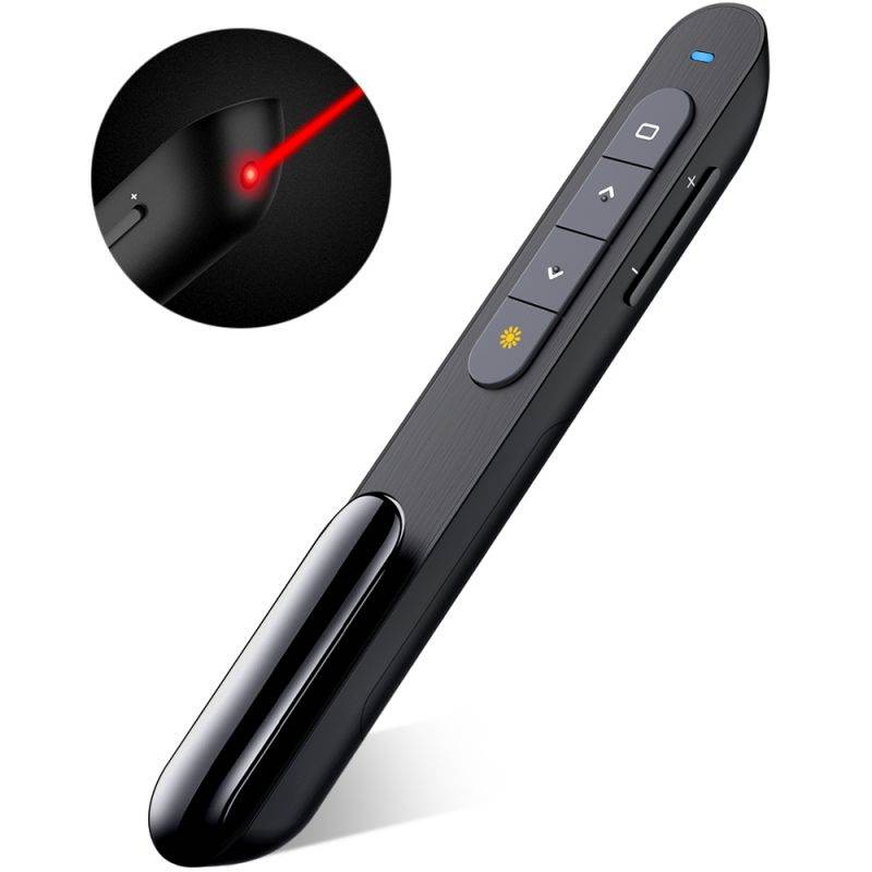 Presentation Clicker with Red Laser Pointer , 100FT USB Presentation Remote Control, Volume Control Hyperlink Wireless Presenter Remote, Slide PowerPoint Clicker for Mac/Win/Computer/Laptop