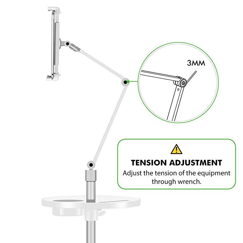 Tablet Floor Stand Holder for iPadApplicable to 45~10inch Smart Phone and Tablet Such as iPad iPhone X iPad ProiPad Mini iPad Air 12 iPad 24 Silver