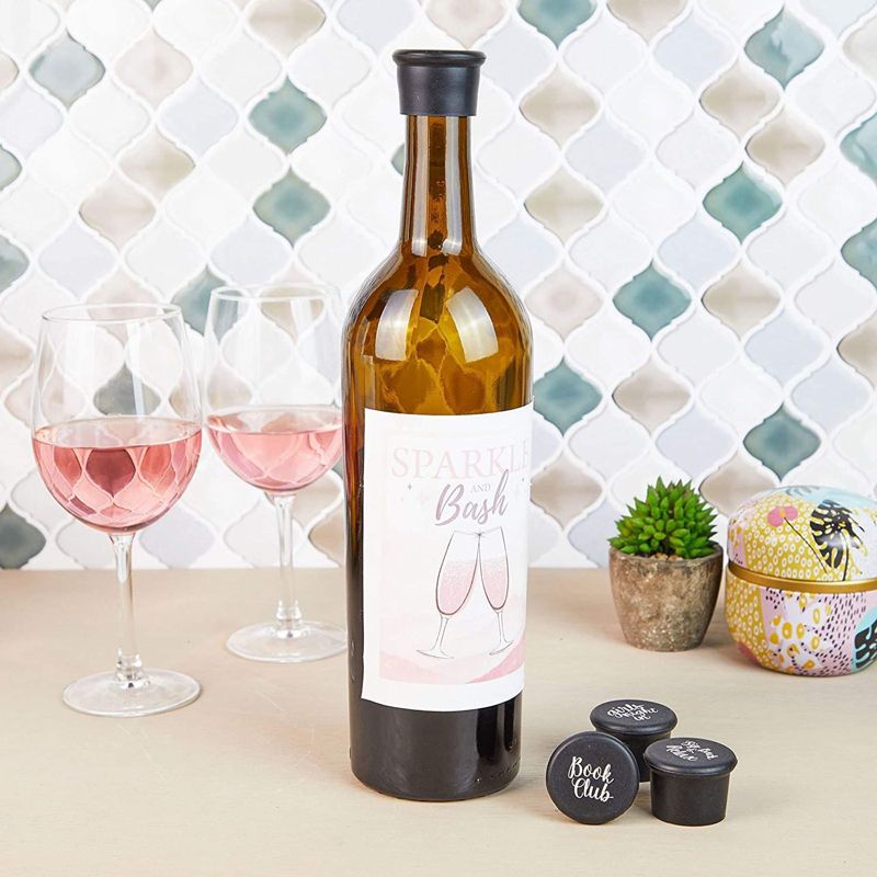 Okuna Outpost 5 Pack Reusable Wine Bottle Stoppers Gift Set, Silicone (1 Inch)