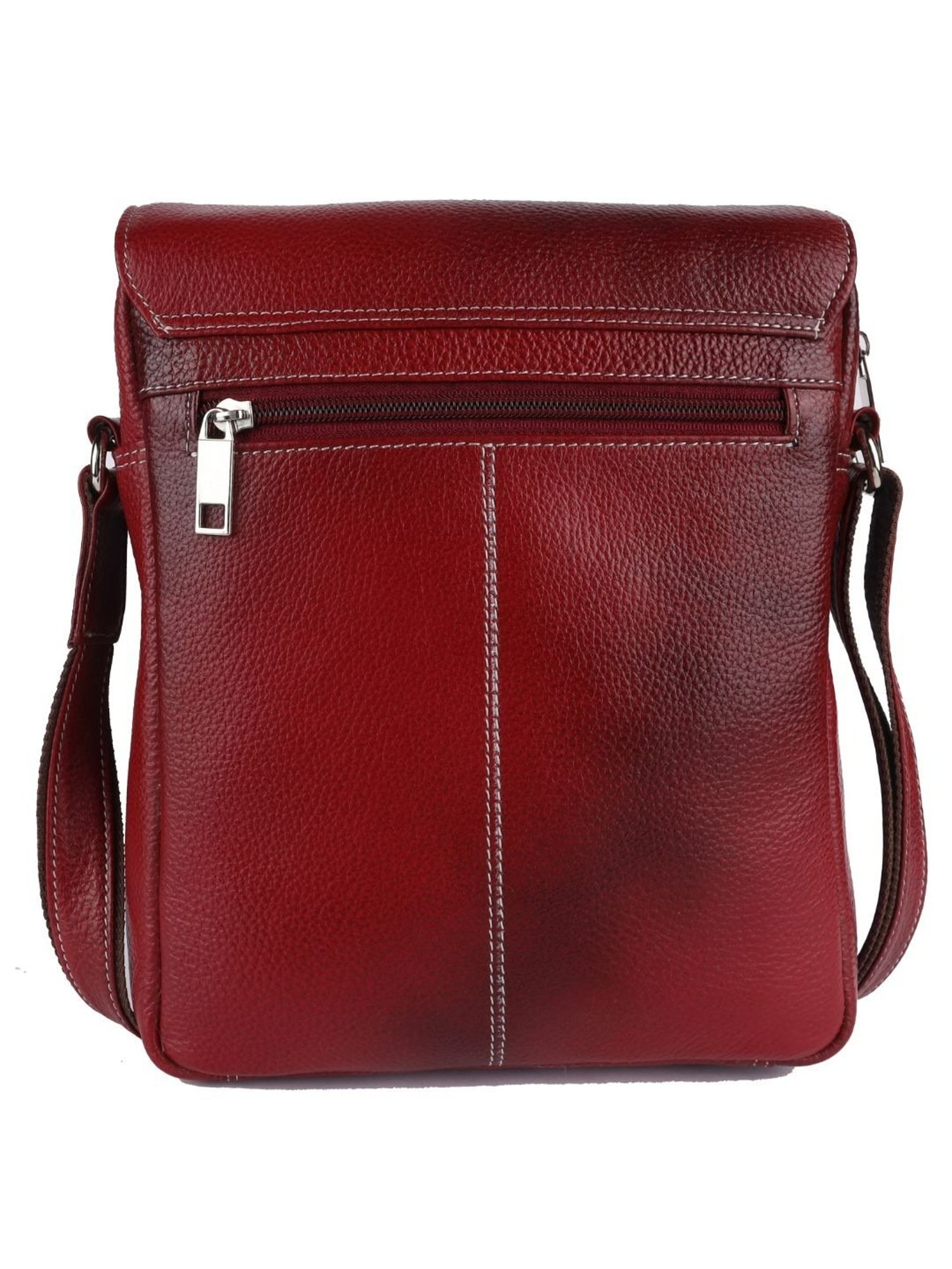HiLEDER Maroon Textured Medium Leather 7.5 inch Cross Body Bag