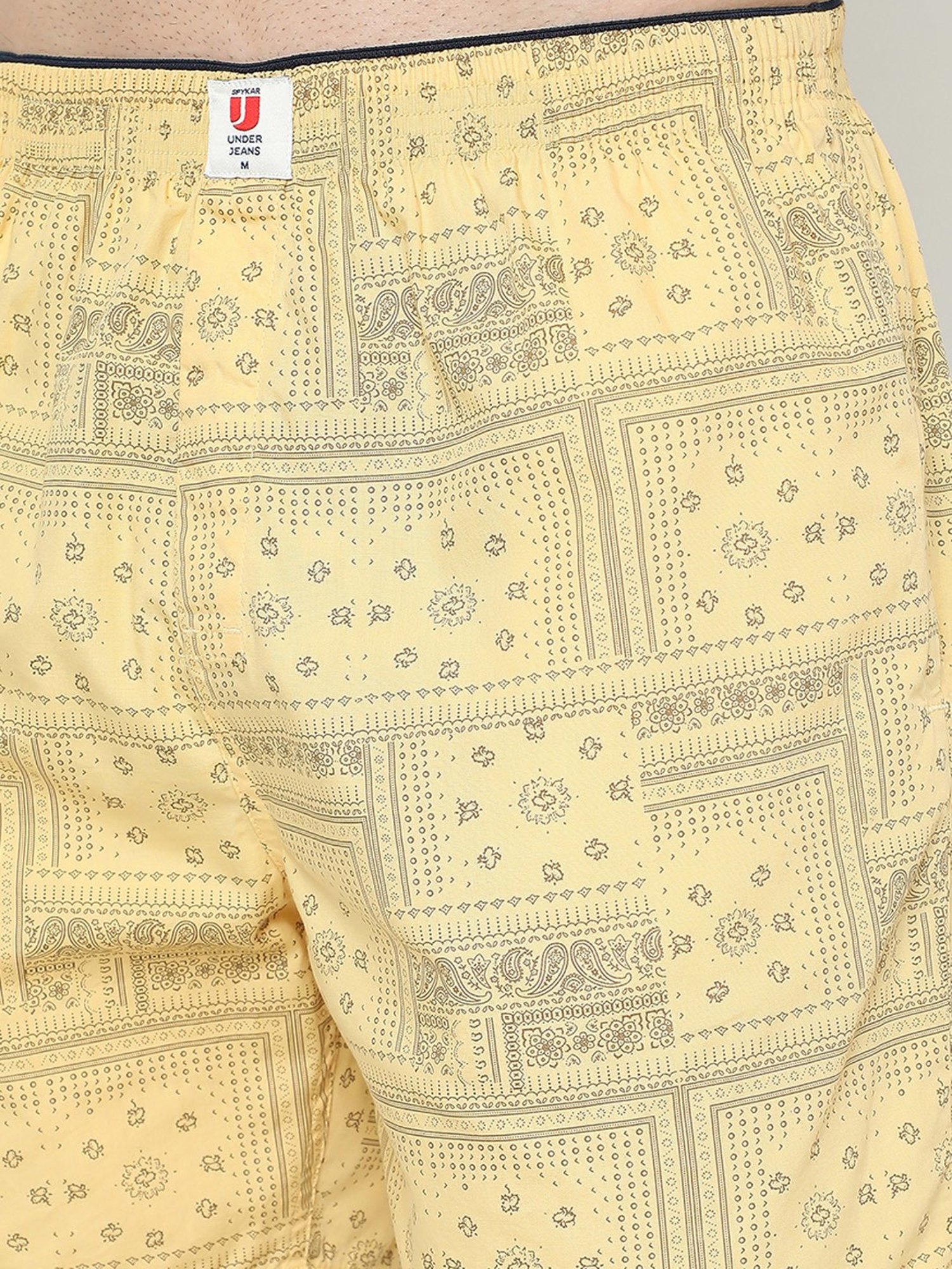 UnderJeans by Spykar Yellow Printed Cotton Boxers