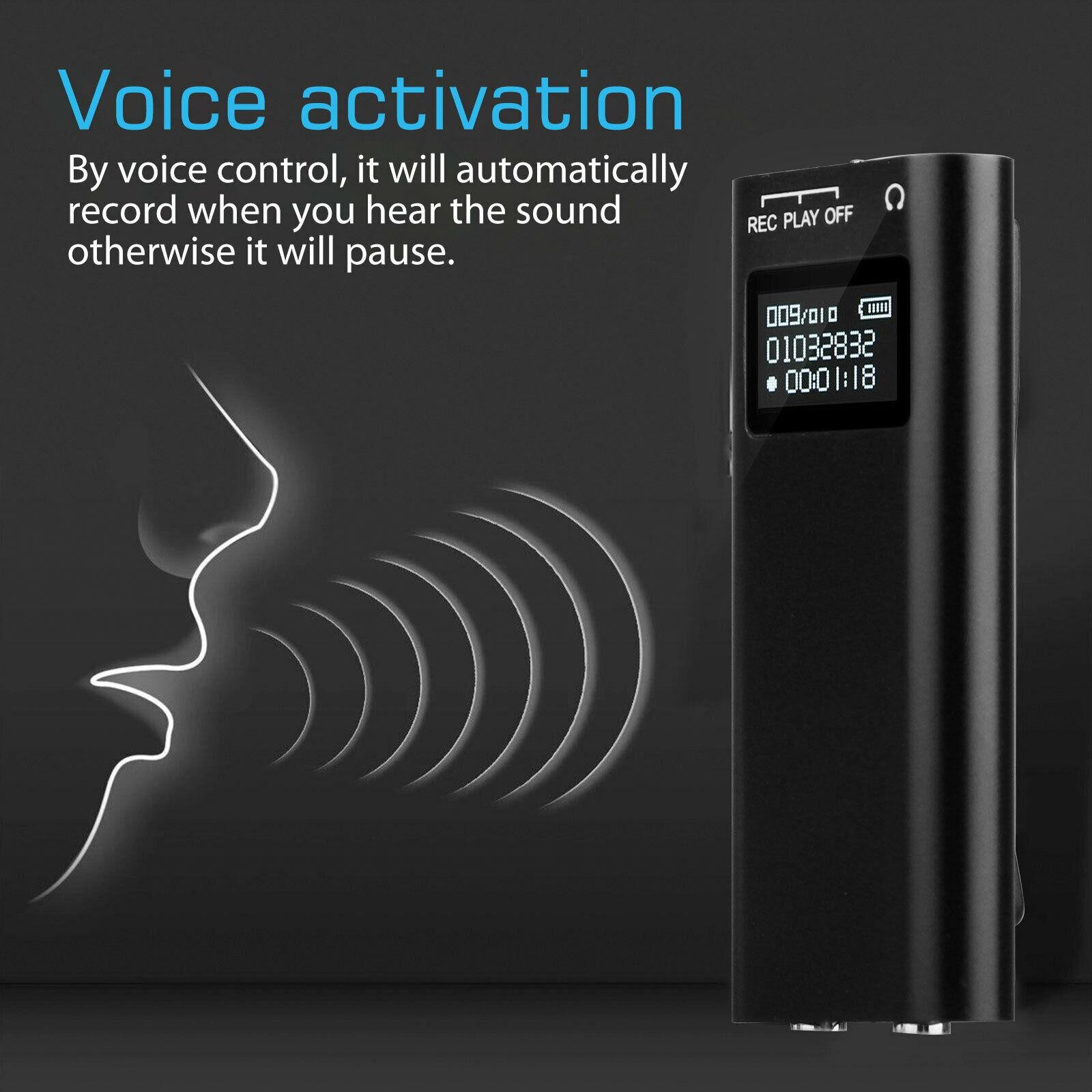 96 Hours OLED Screen Digital Voice Audio Activated Sound Recorder  MP3 Player