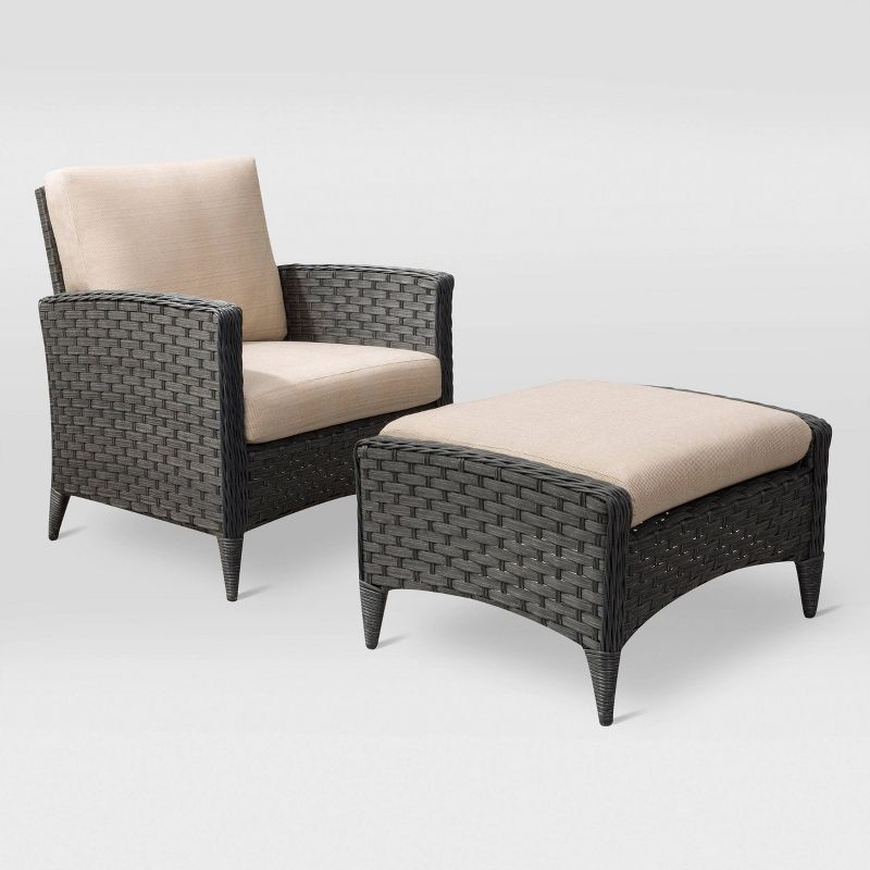 Parkview 2pc Chair and Stool Patio Set - Beige - CorLiving