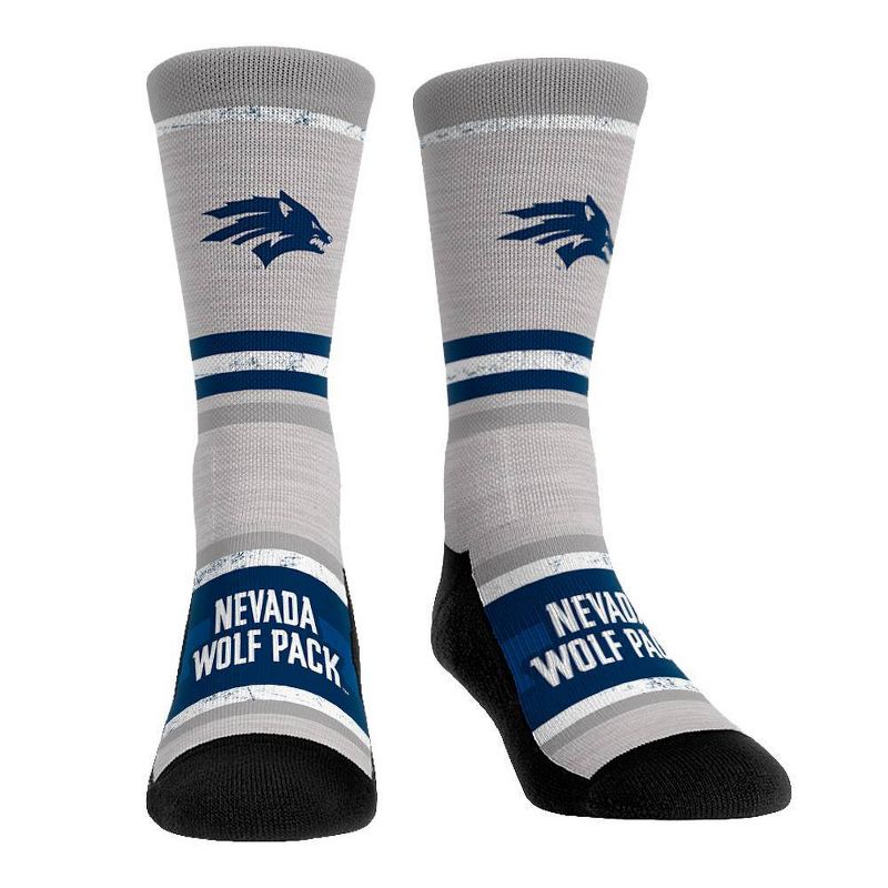 NCAA Nevada Wolf Pack Adult Cool Gray Block Crew Socks - L/XL