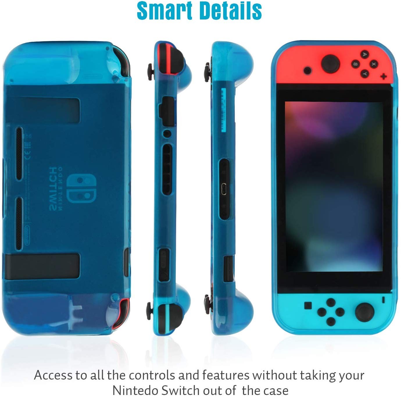 Protective Case Cover for Nintendo Switch Comfortable Soft TPU Grip Case and Ergonomic Anti-Scratch Shock-Absorption Cover for Nintendo Switch 2017 with 8 Thumb Grips Caps