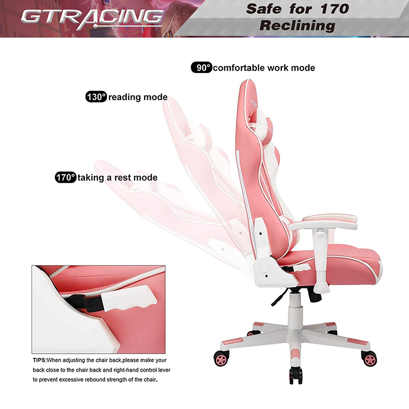 GTRACING Gaming Chair Racing Office Computer Ergonomic Video Game Chair Backrest and Seat Height Adjustable Swivel Recliner with Headrest and Lumbar Pillow Esports Chair
