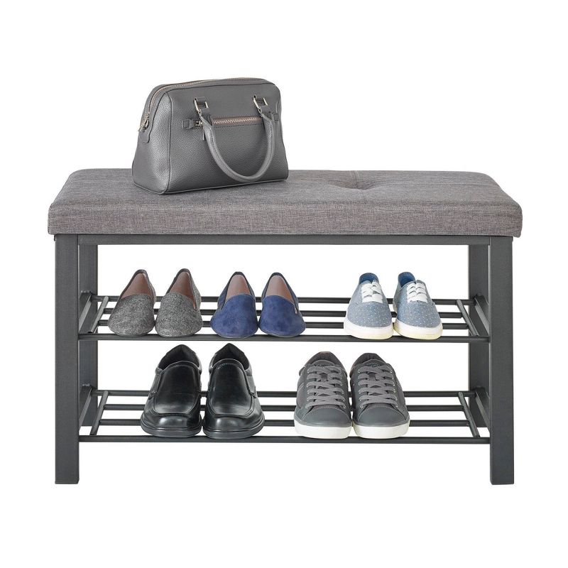 IRIS 2 Tier Slim Stackable Metal Shoe Rack Black