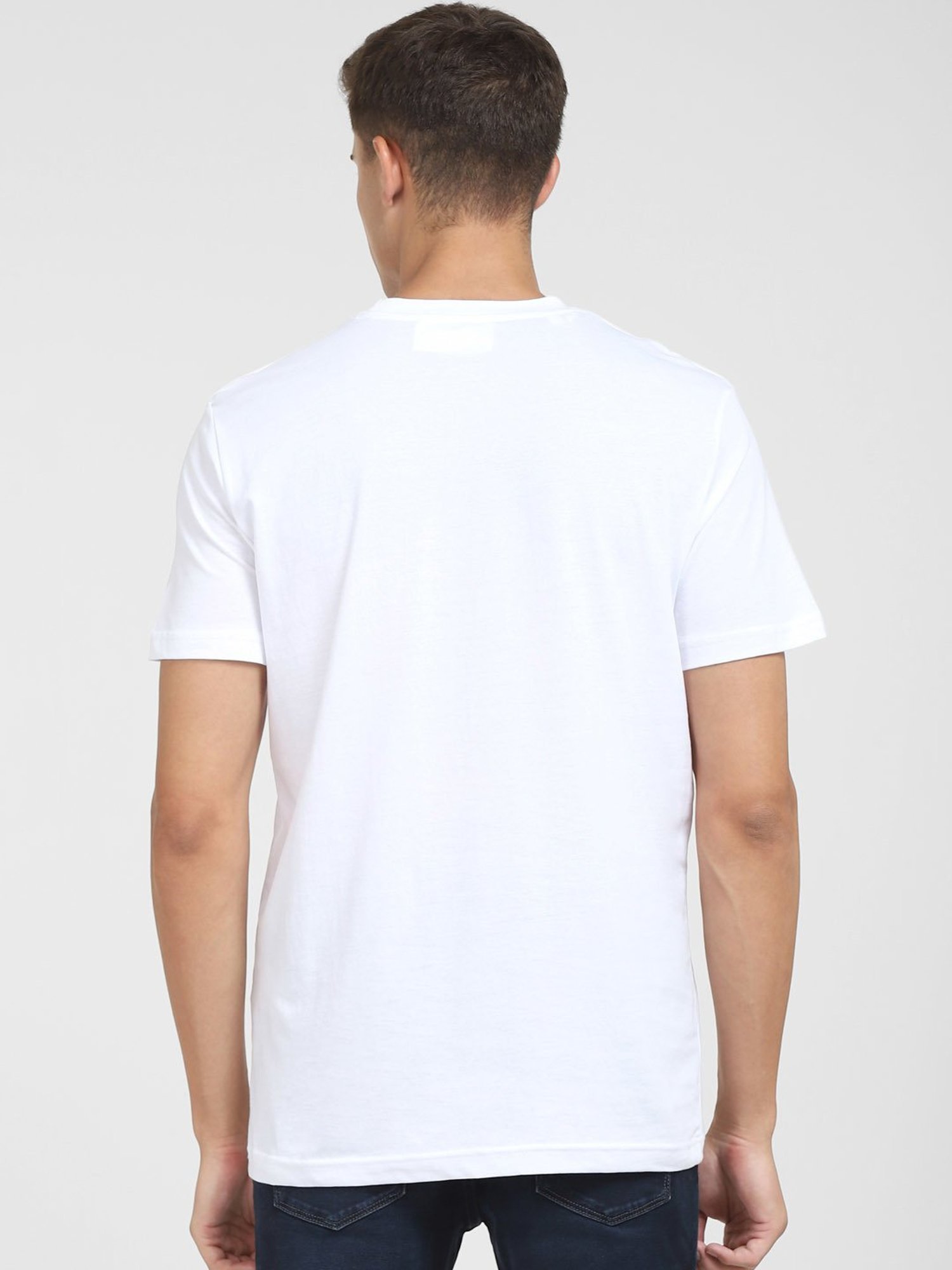 SELECTED HOMME Bright White Cotton Regular Fit Printed T-Shirt
