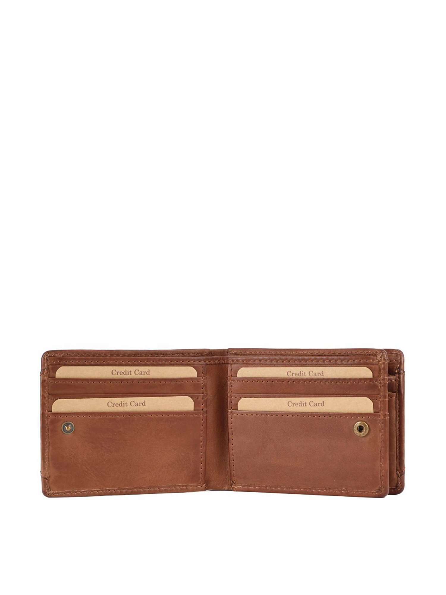 KOMPANERO Leo Cognac Leather Textured Bi-Fold Wallet