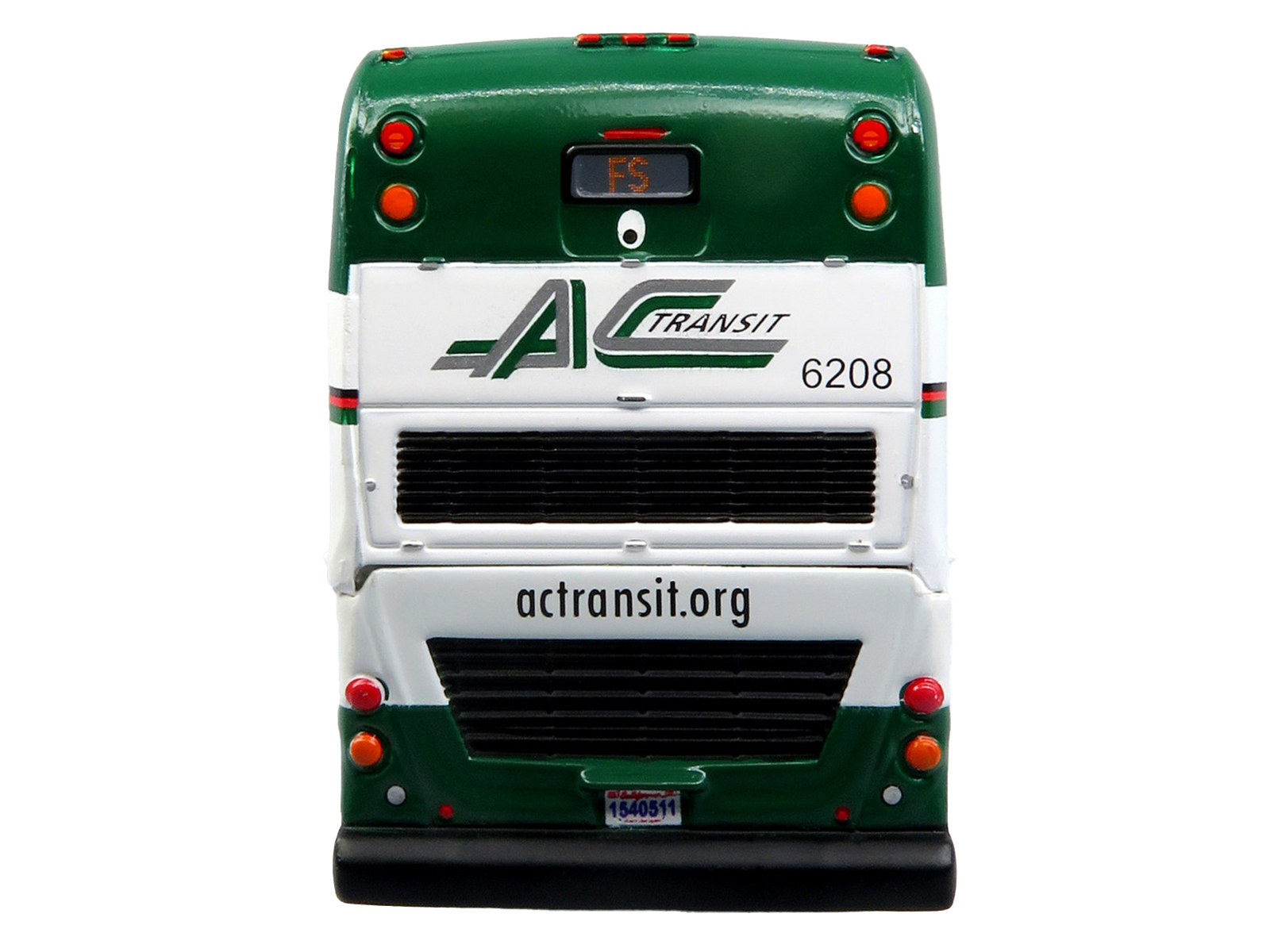 Alexander Dennis Enviro 500 Double Decker Bus "AC Transit / Transbay" Green and White "North American Bus & Motorcoach Collection" Limited Edition to 504 pieces Worldwide 1/87 (HO) Diecast Model by Iconic Replicas