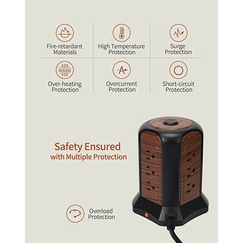 Power Strip Tower USB Surge Protector with 9 AC 4 USB Ports 9.8ft Multiple Electrical Outlet Extender Desktop Charging Station for Office Home Dorm Room