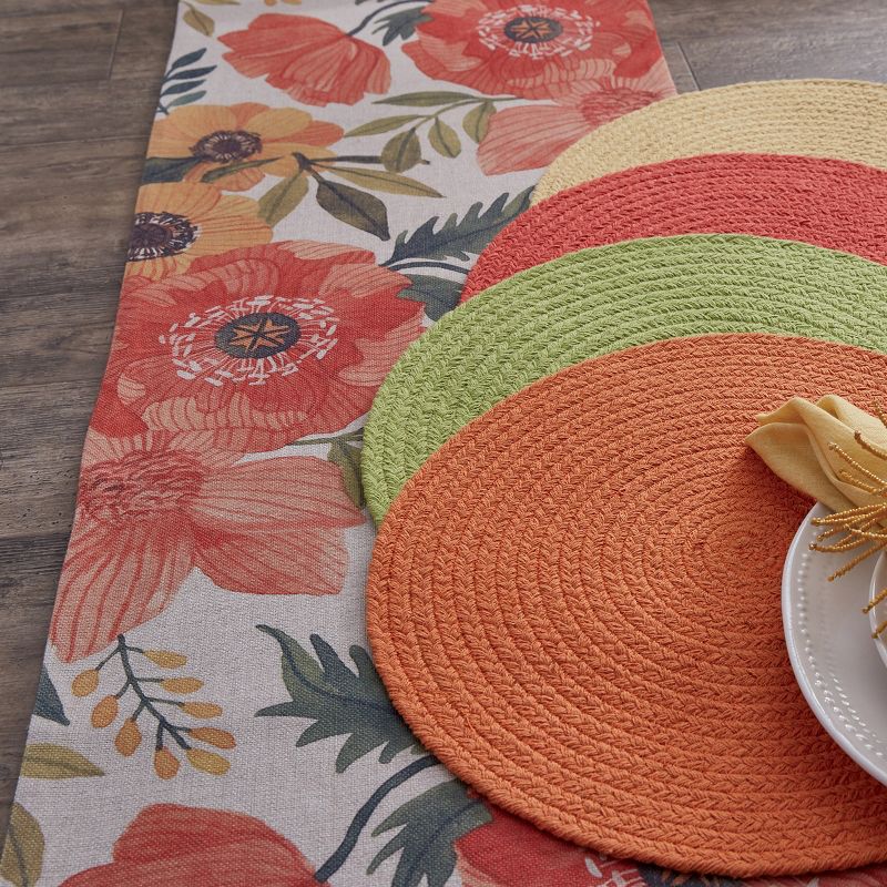 Split P Hibiscus Print Table Runner - 72"L - Orange