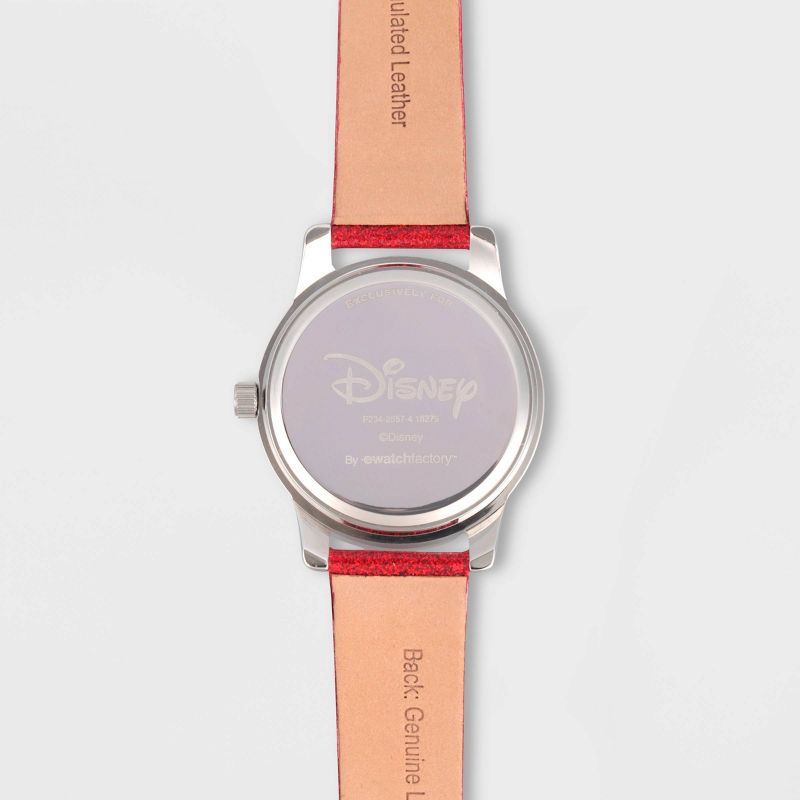 Women's Disney Mickey and Minnie Mouse Glitter Strap Watch - Red