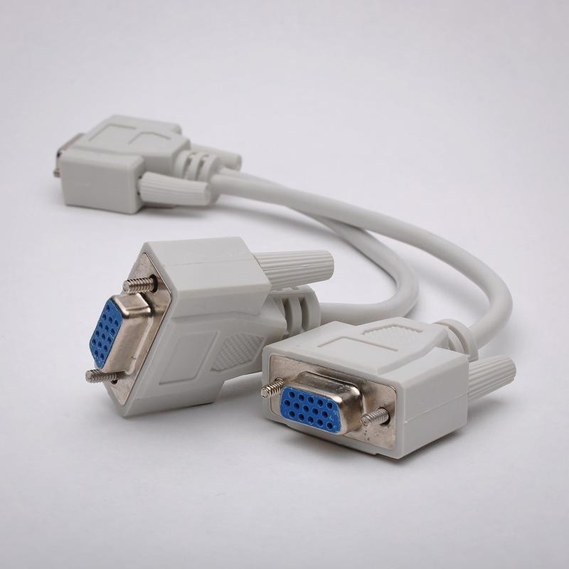 FireFold VGA-1M-2F-SPLIT VGA Splitter Cable - 8 Inch - Connect 2X VGA Monitors to a Single Computer - Duplicates Video Output on Both Screens