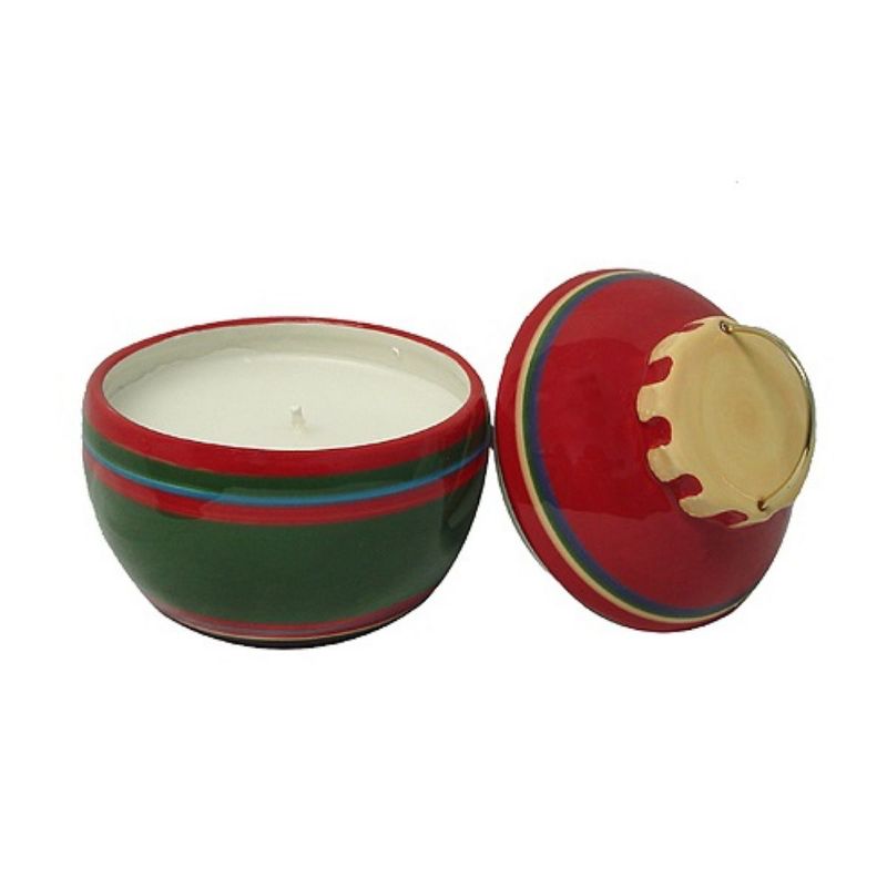 Roman Set of 2 Red and Green Jar Candles Christmas Ornament 5.25"