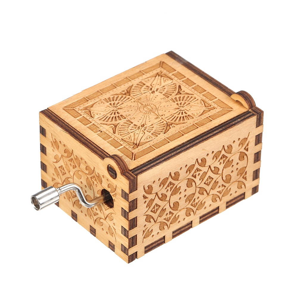 Wood Music Box Mini Vintage Engraved Hand-Operated Musical Box Birthday Christmas Valentine's Day Exquisite Gift