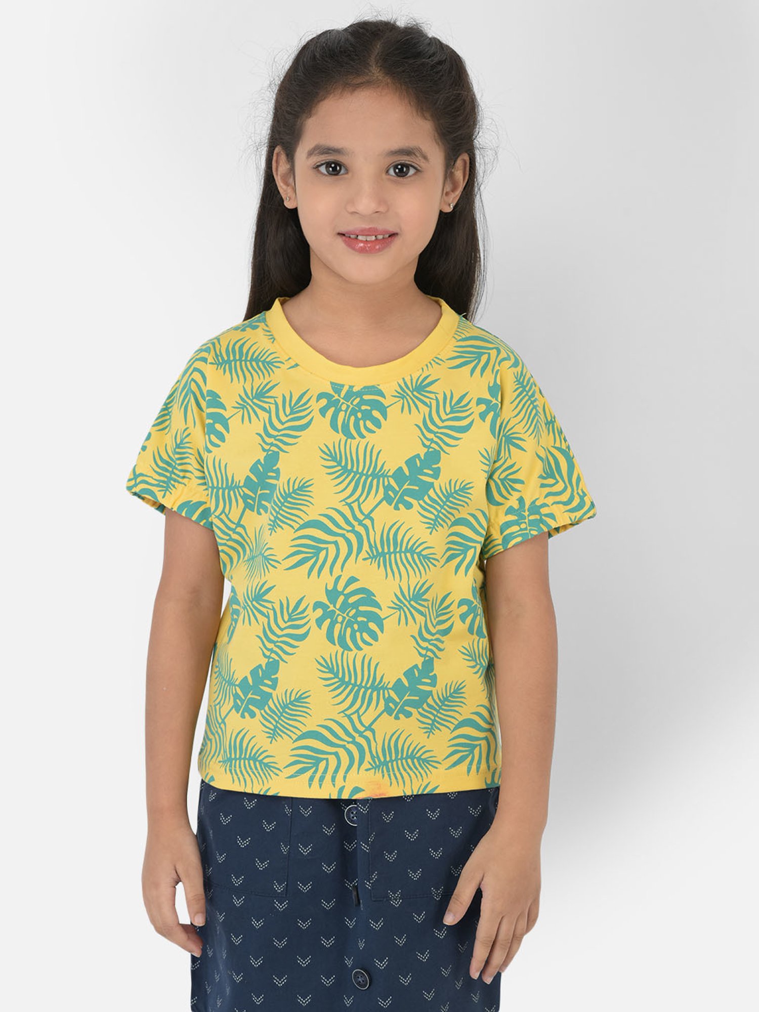 Crimsoune Club Kids Yellow Printed T-Shirt