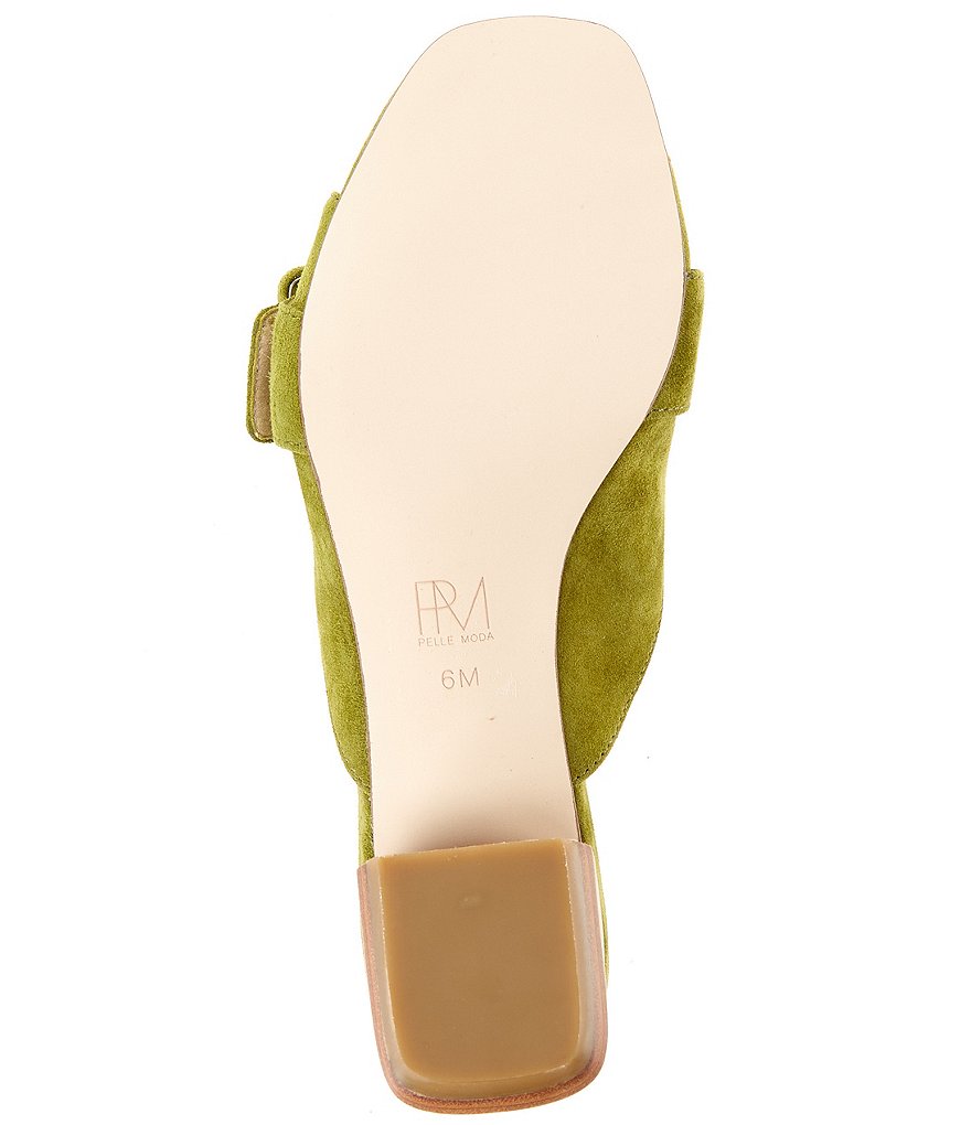 Pelle Moda Tala Suede Buckle Block Heel Mules