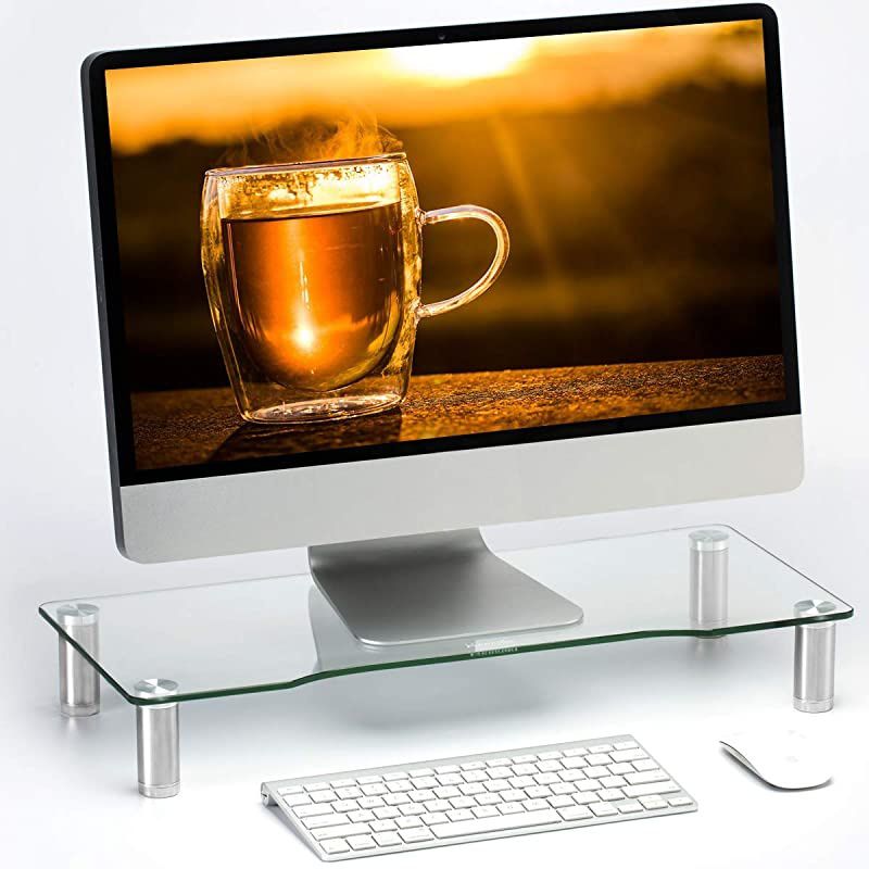 Pack Computer Monitor Riser with Height Adjustable Multi Media Desktop Stand for Flat Screen LCD LED TV, Laptop/Notebook/Xbox One,HD01T-01