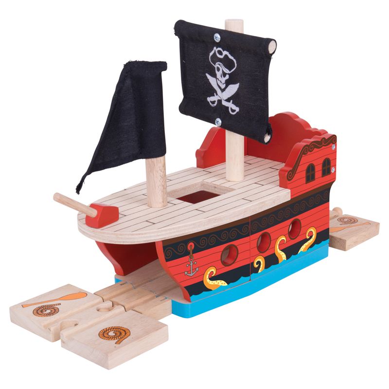 Bigjigs Rail Pirate Galleon Wooden Railway Train Set Accessory