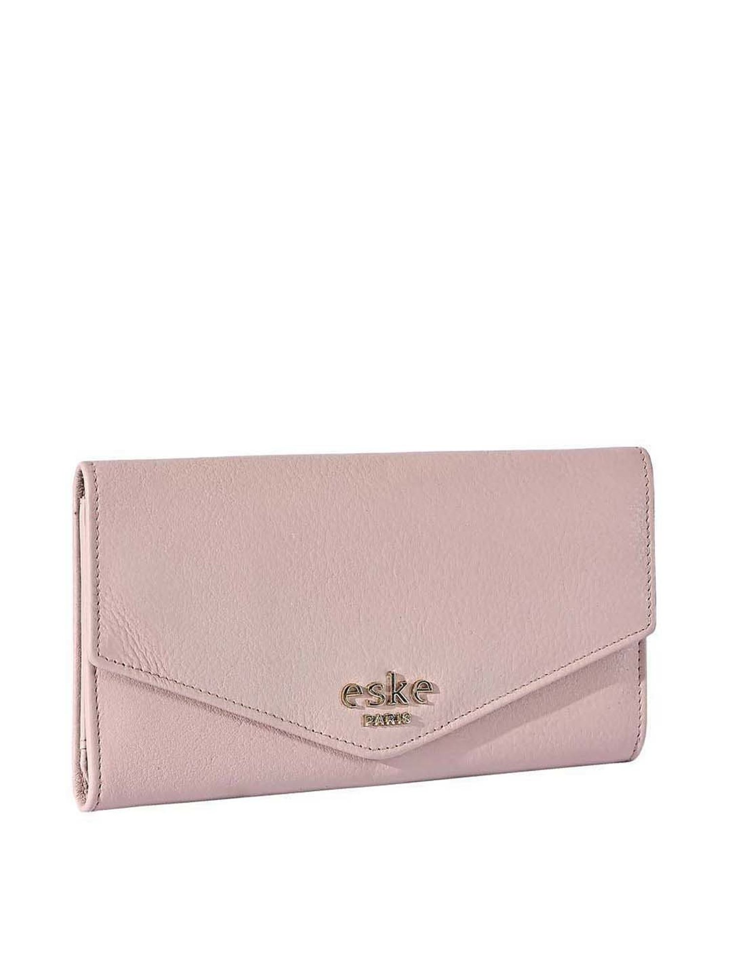 Eske Petra Pink Solid Tri-Fold Wallet for Women