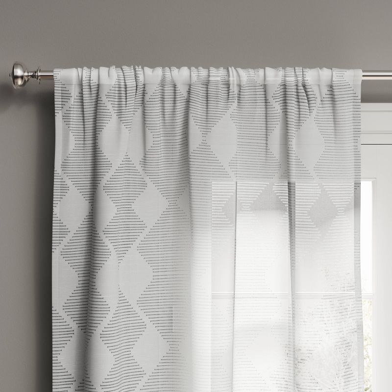 63"x54" Kuba Clipped Sheer Curtain Panel Gray - Threshold™