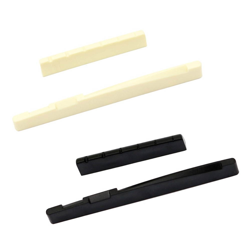 2pcs Classical Guitar Bone Saddle and Nut Bridge Saddle Bone Saddle Bone Nut Acoustic Guitar Musical Instrument Replacement (Wood Color)