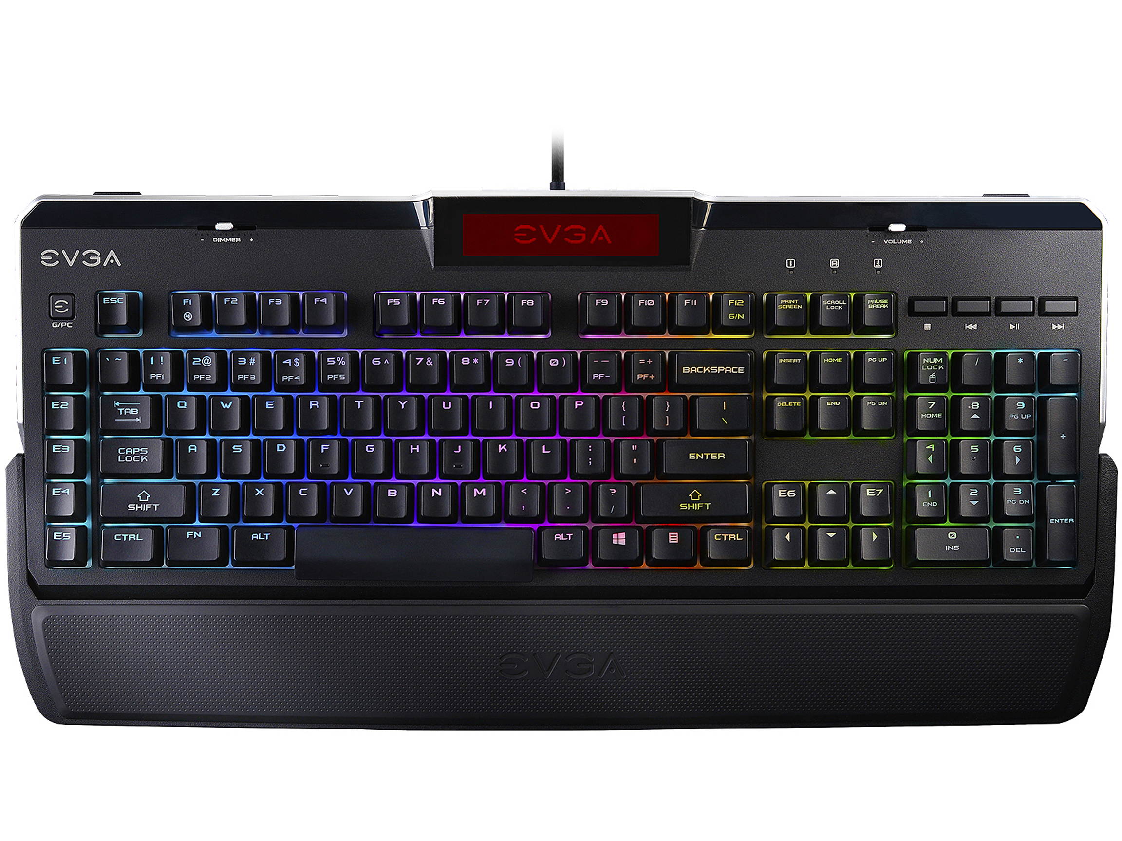 EVGA Z10 Gaming Keyboard, Red Backlit LED, Mechanical Blue Switches, Onboard LCD Display, Macro Gaming Keys