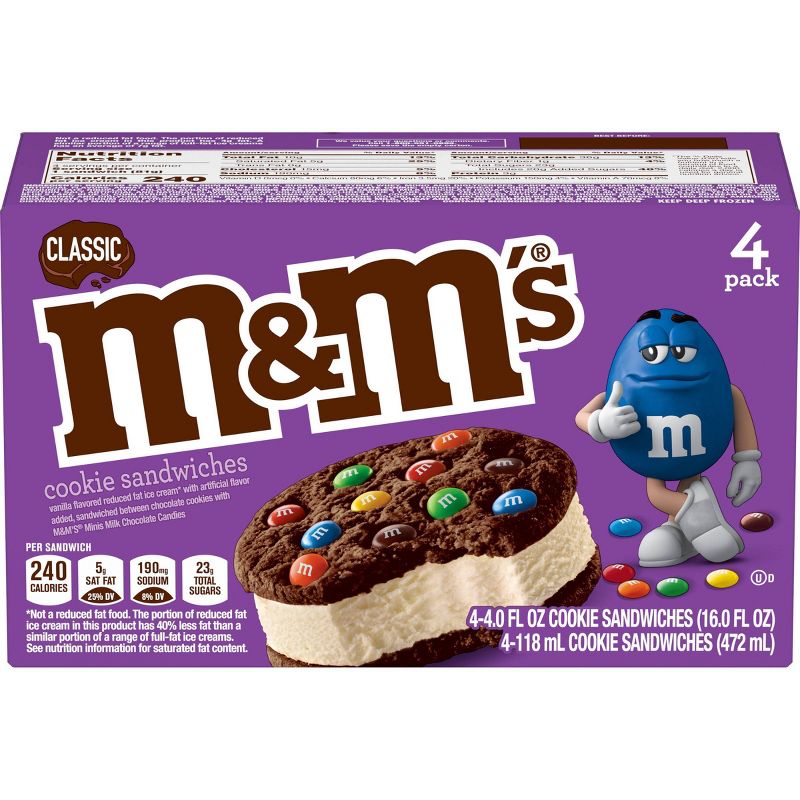 M&Ms Classic Ice Cream Cookie Sandwiches - 4ct