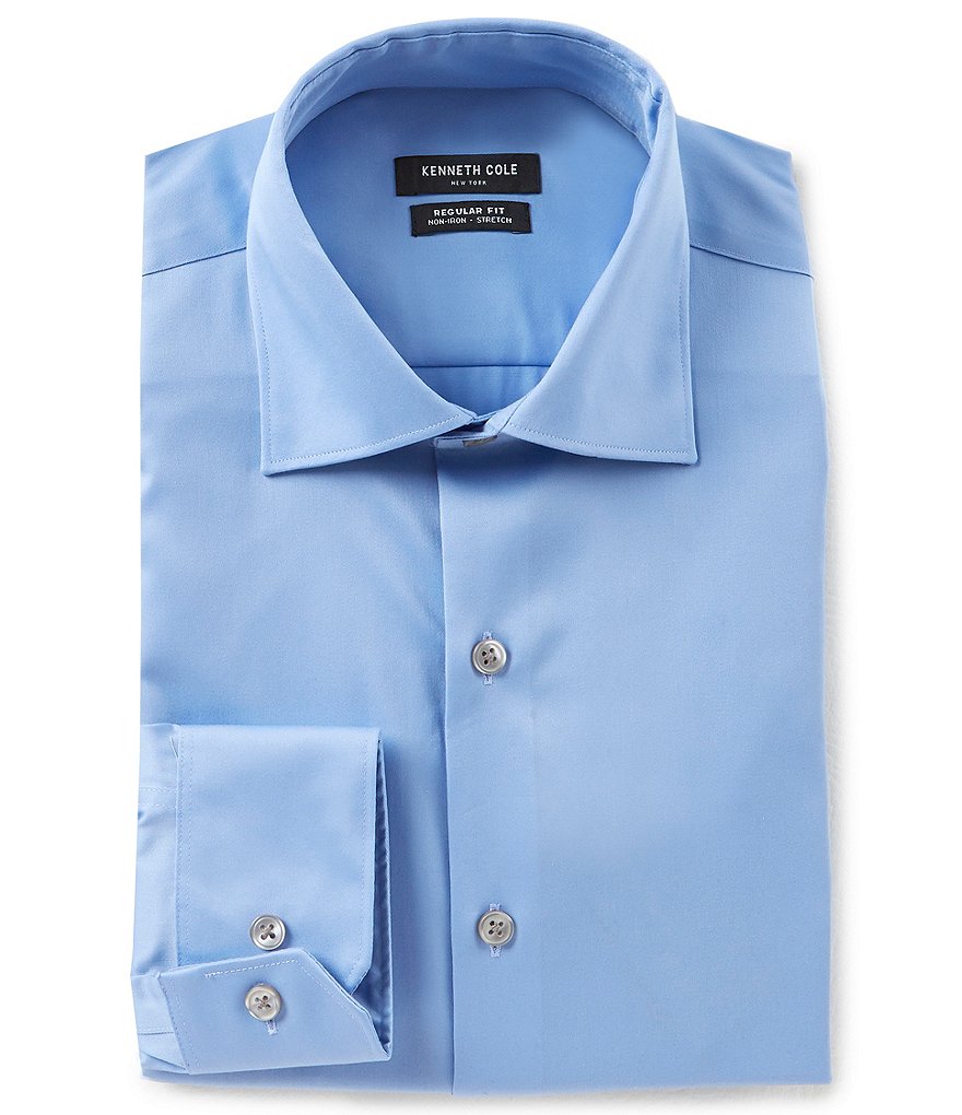 Kenneth Cole New York Non-Iron Regular Fit Spread Collar Solid Dress Shirt