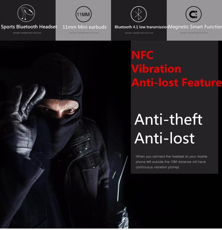 FineBlue FM-500 Wireless Bluetooth Headset V4.1 Magnetic Headphone Sport Running Handsfree For all Phone - White Gold