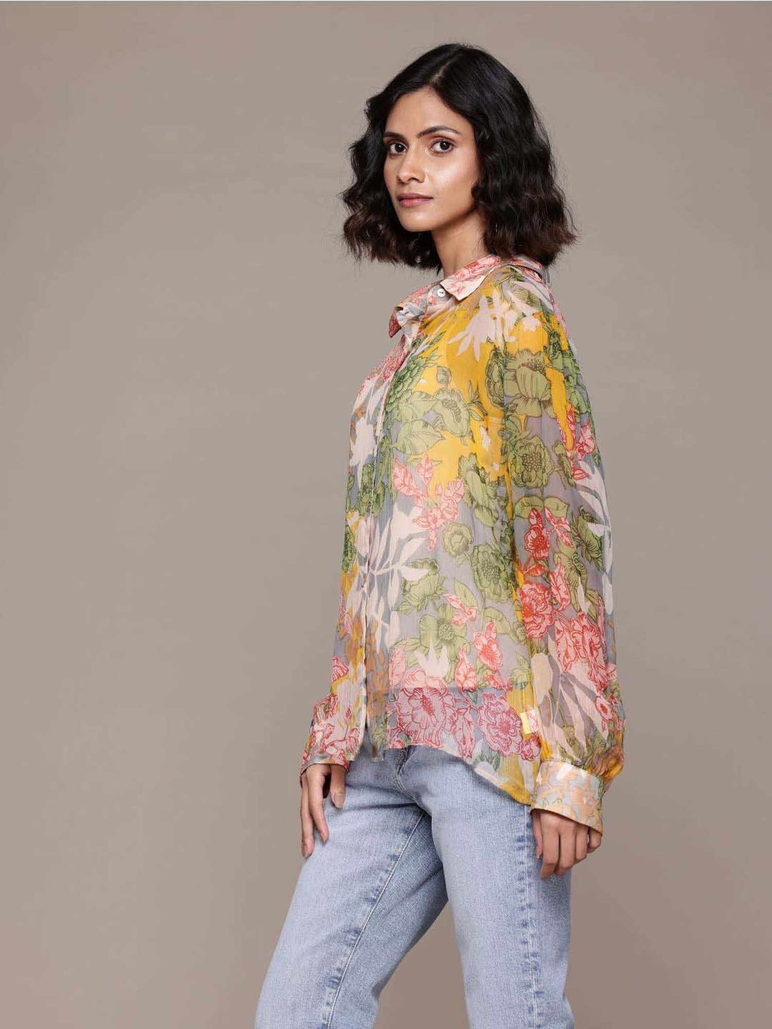 Label Ritu Kumar Multicolored Floral Print Shirt With Camisole