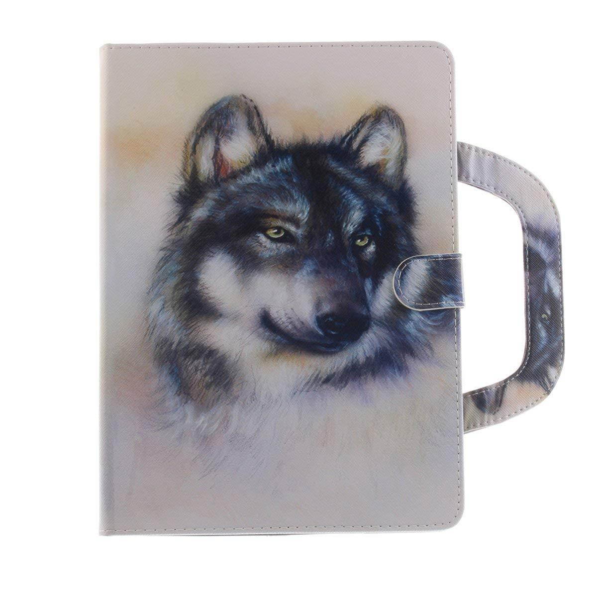 New iPad 2017 iPad 9.7 Case, Newshine Portable Lightweight Smart Stand Case with Card Slots for Apple iPad 9.7-inch 2017 Release [Auto Sleep/Wake], White Wolf