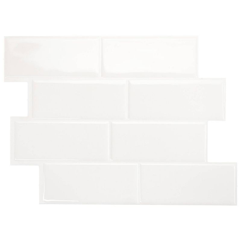 Smart Tiles 11.56'' X 8.38'' Self Adhesive 3D Peel and Stick Backsplash Tiles White