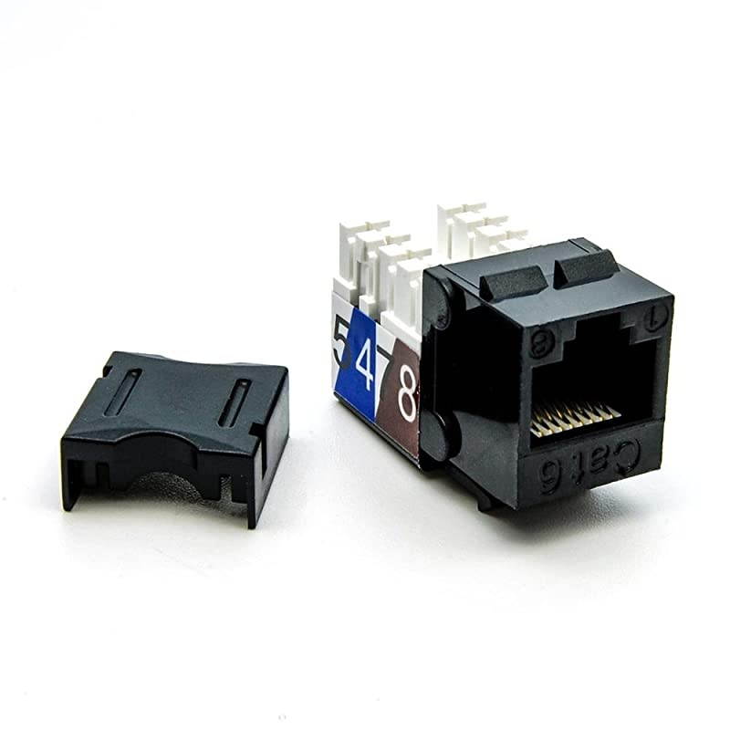 Cat.6 RJ45 110 Type Keystone Jack (50-Pack, Black)