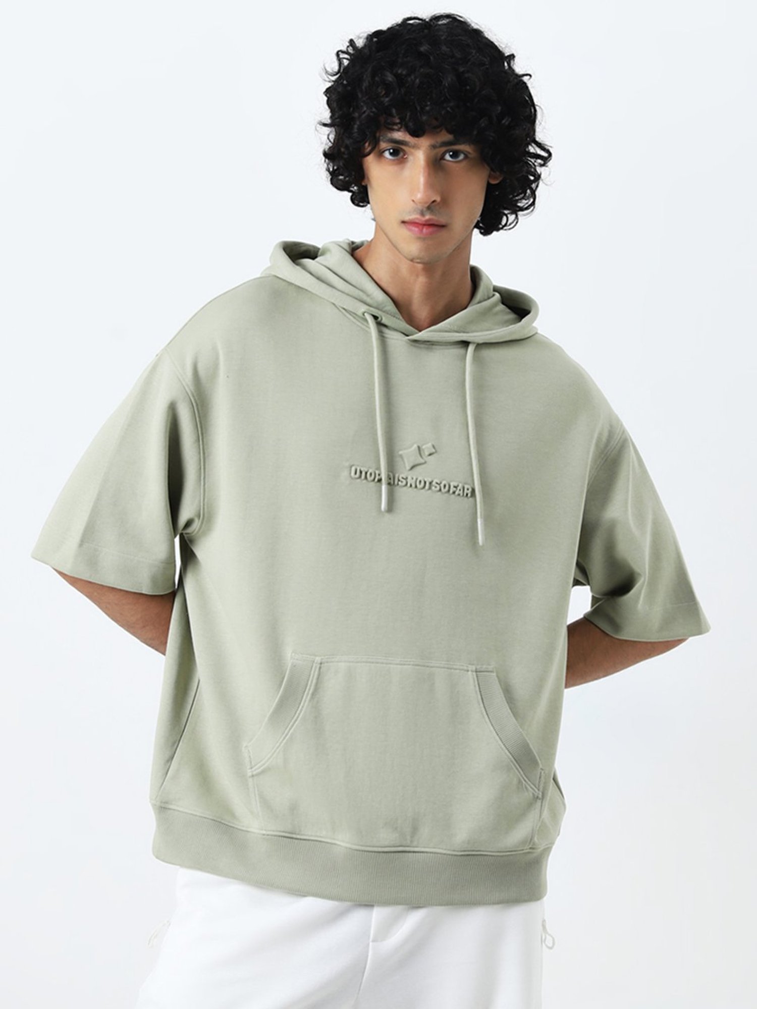 Studiofit by Westside Sage Text Embossed Relaxed-Fit Sweatshirt
