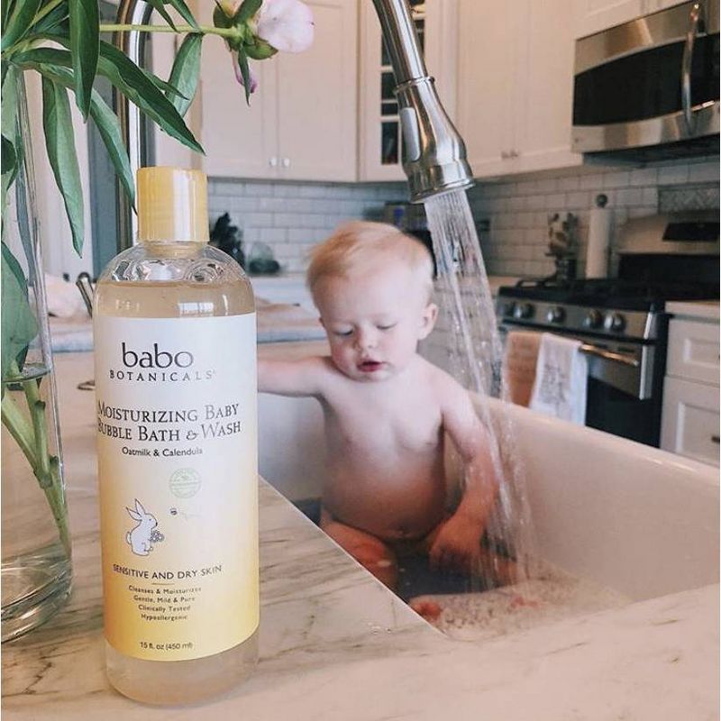 Babo Botanicals Moisturizing 2-in-1 Oatmilk & Calendula Baby Bubble Bath and Wash - 15 fl oz