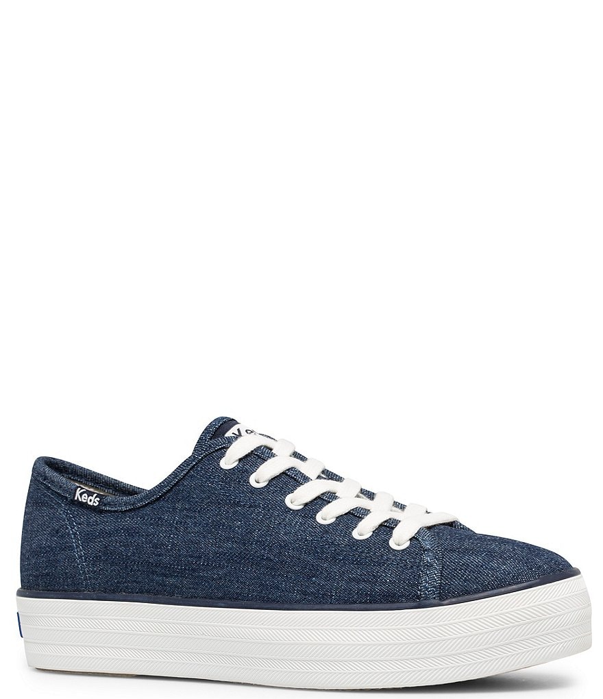 Keds Triple Kick Recycled Denim Lace-Up Platform Sneakers