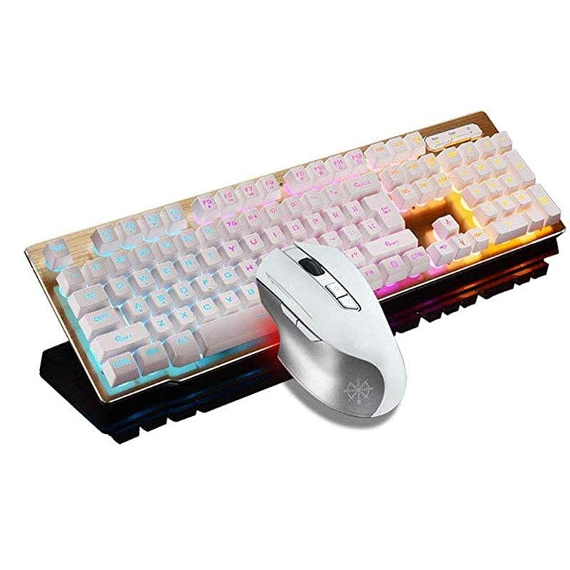 Keyboard and MouseSuspended Keycap Mechanical Feel Backlit Gaming Keyboard MouseFast ChargingWireless 24G Drive FreeAdjustable Breathing LampAntighosting12 Multimedia Keys White