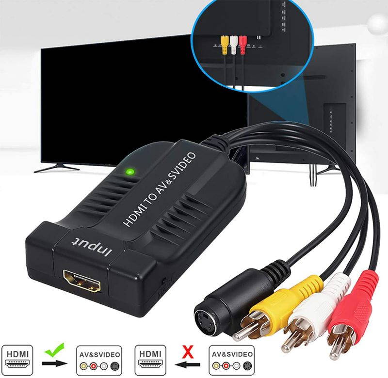 MagiDeal AV CVBS to HDMI Converter Male Composite Female RCA S-Video to HDMI Adapter Support 1080P for TV VHS VCR DVD