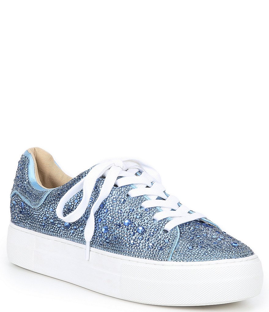 Blue by Betsey Johnson Sidny Rhinestone Embellished Platform Lace-Up Sneakers