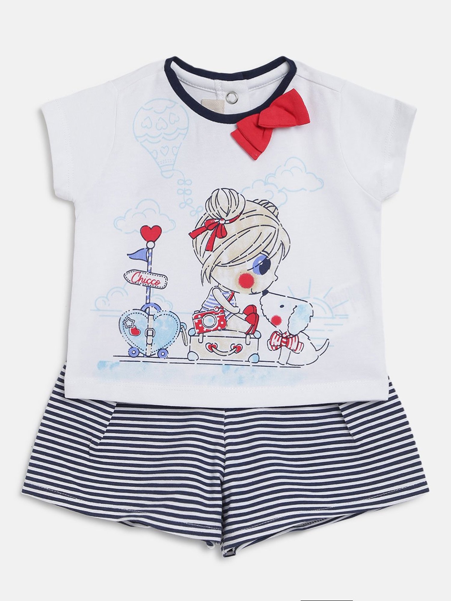 Chicco Kids White & Navy Printed Top with Shorts