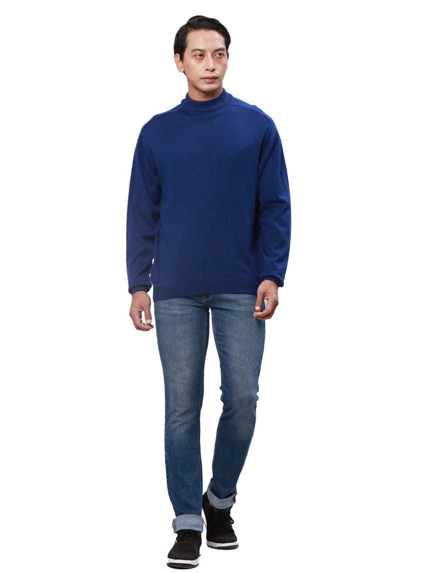 Park Avenue Blue Regular Fit Sweater