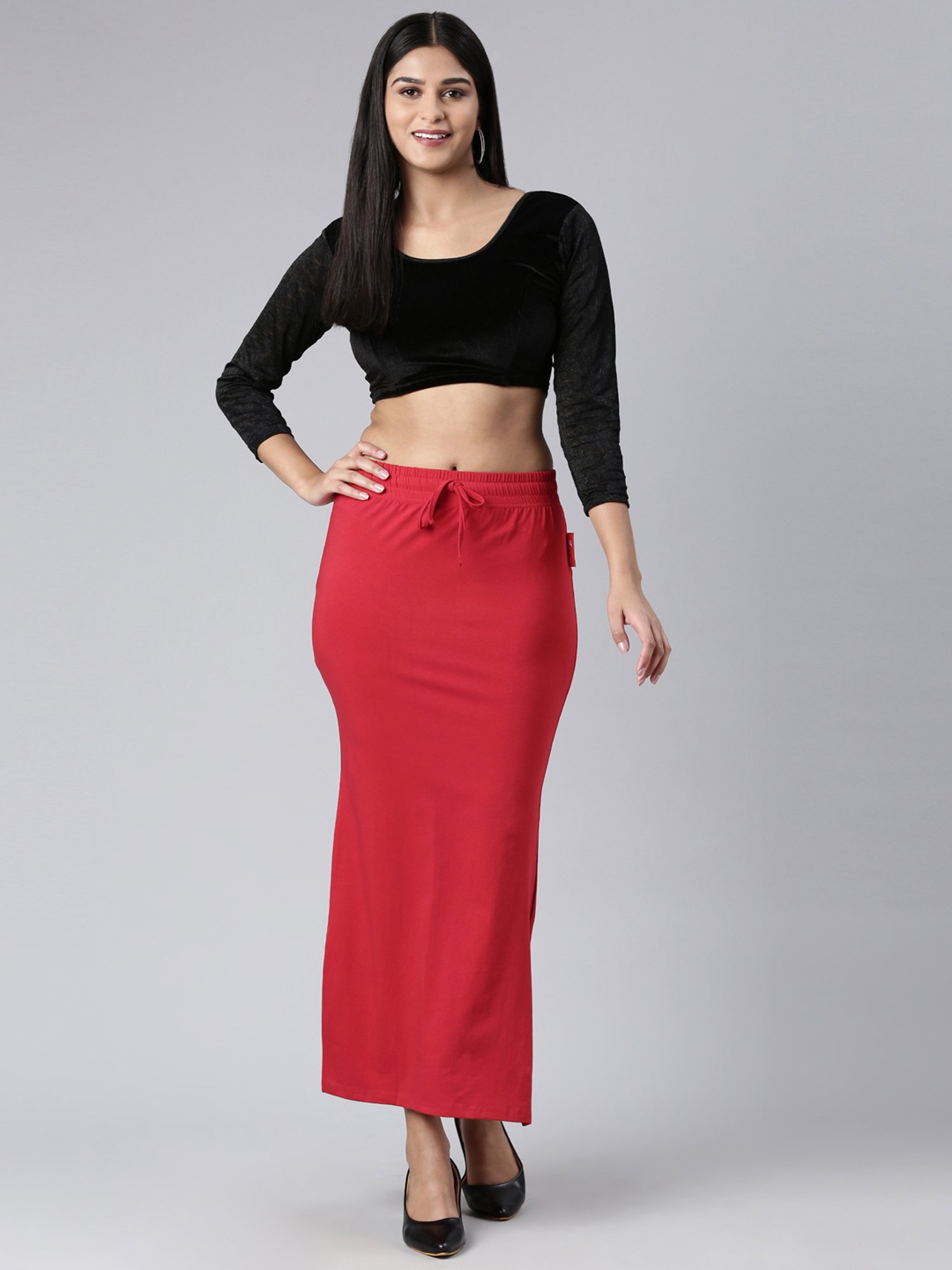 JCSS Red Cotton Saree Shapewear