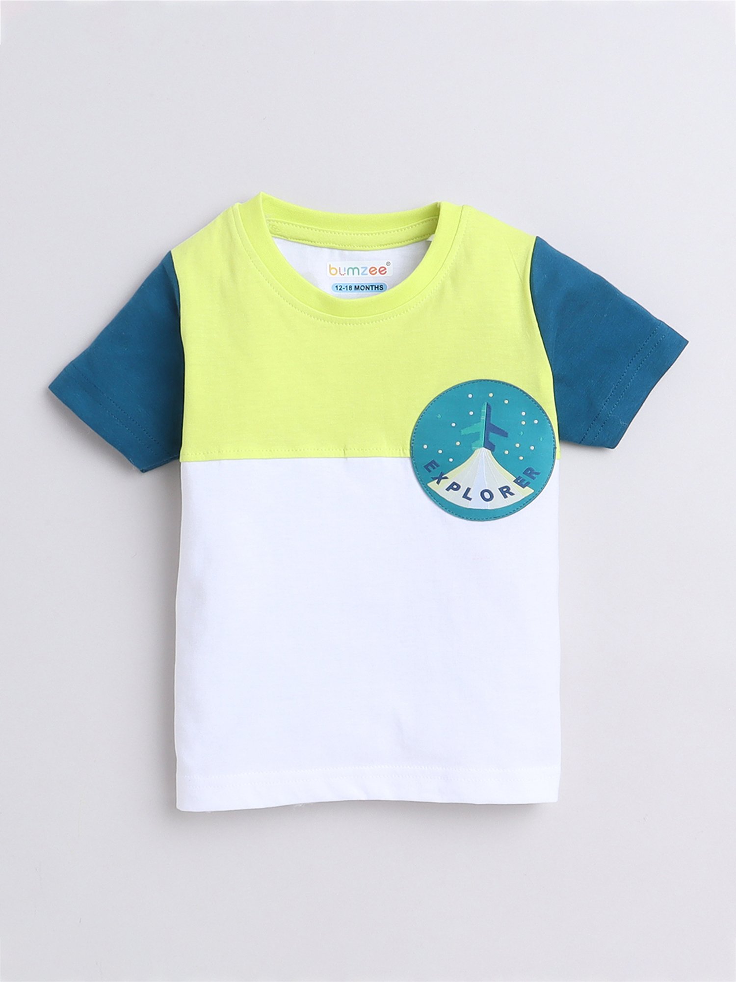 Bumzee Kids White & Yellow Striped T-Shirt (Pack Of 2)