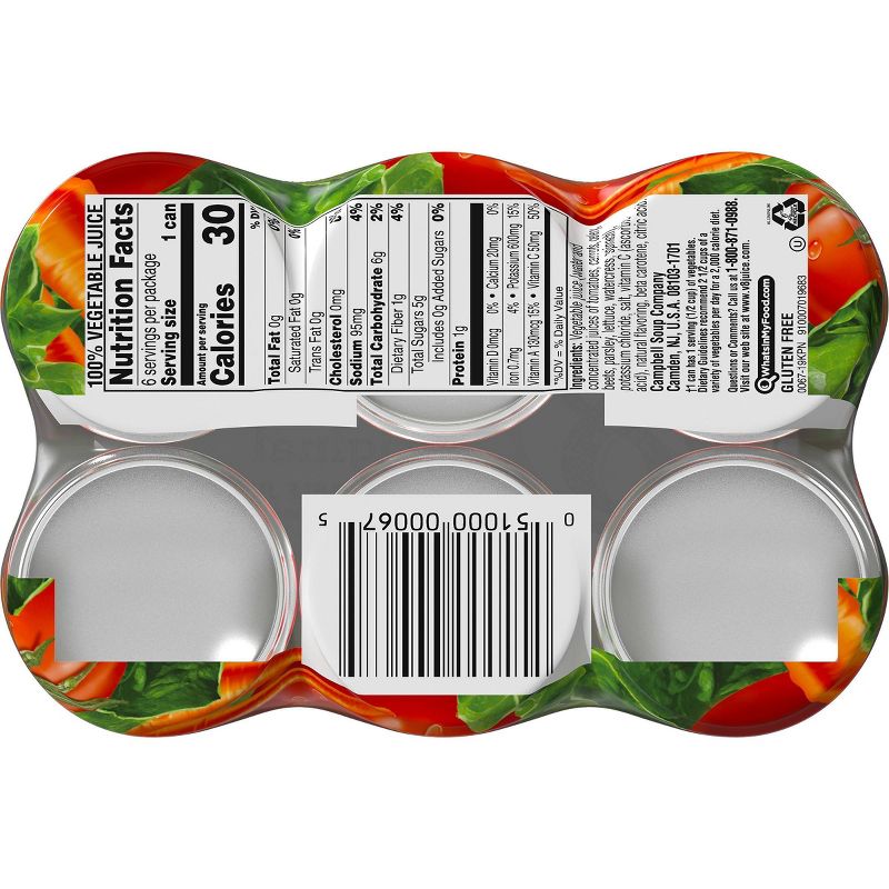 V8 Original Low Sodium 100% Vegetable Juice - 6pk/5.5 fl oz Cans