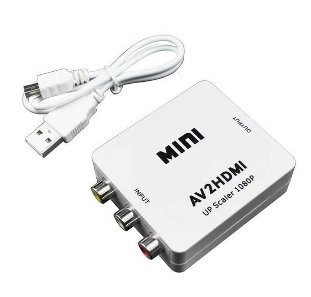 Mini 3RCA CVBS Composite AV to HDMI Converter Adapter  AV2HDMI adapter Support PAL/ NTSC for TV box/ PC/ DVD/VCD-White